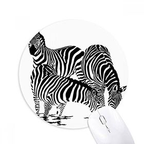 Dıythinker Basit Zebralar Hayvan Baskılı Yuvarlak Kaymaz Kauçuk Mouse Pad