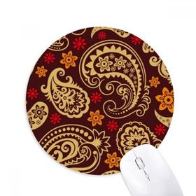 Dıythinker Baskı Tekrarlama Kumaş Kahverengi Renkli Sanat Baskılı Yuvarlak Kaymaz Kauçuk Mouse Pad