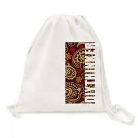 Dıythinker Baskı Tekrarlama Kumaş Kahverengi Renkli Sanat Kanvas İpli Sırt Çantası