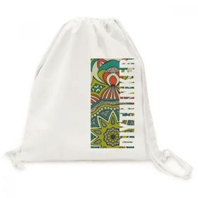 Dıythinker Baskı Tekrarlama Kumaş Yeşil Renkli Sanat Kanvas İpli Sırt Çantası