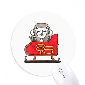 Dıythinker Bastet Mısır Noel Kızağı Baskılı Yuvarlak Kaymaz Kauçuk Mouse Pad
