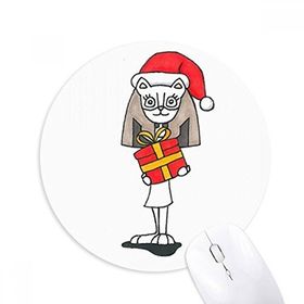 Dıythinker Bastet Noelsi Fiyonk Şapka Baskılı Yuvarlak Kaymaz Kauçuk Mouse Pad