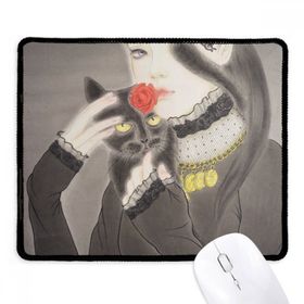 Dıythinker Beauty Siyah Kedi Çin Stili Suluboya Kaymaz Siyah Başlıklı Kenarlar