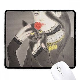 Dıythinker Beauty Siyah Kedi Çin Stili Suluboya Kaymaz Siyah Başlıklı Kenarlar