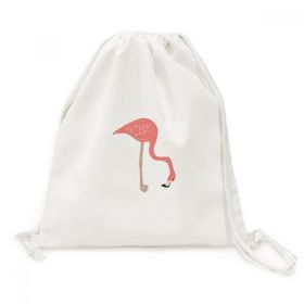 Dıythinker Bekleyen Flamingo Desenli Kanvas İpli Sırt Çantası