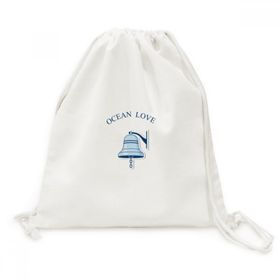 Dıythinker Bell Ocean Love Sea Yelken Desen Tuval İpli Sırt Çantası
