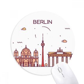 Dıythinker Berlin Almanya Düz Kent Simgesi Desenli Baskılı Yuvarlak Kaymaz Kauçuk Mouse Pad