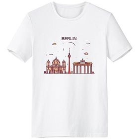 DIYthinker Berlin Beyaz Almanya Düz Kent Simgesi Desenli Bisiklet Yaka Tişört