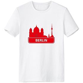 DIYthinker Berlin Beyaz Almanya Kırmızı Simge Desenli Bisiklet Yaka Tişört