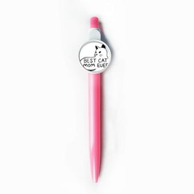 Dıythinker Best Cat Mom Ever Alıntı DIY Tasarım Geri Çekilebilir Mavi Tükenmez Kalem