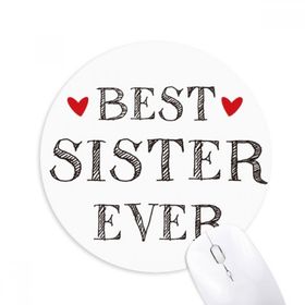 Dıythinker Best sister ever ı Kalp Baskılı Yuvarlak Kaymaz Kauçuk Mouse Pad
