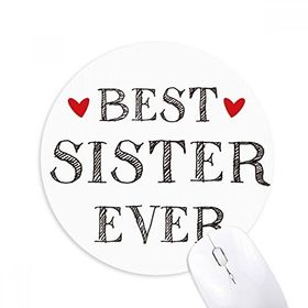 Dıythinker Best sister ever ı Kalp Baskılı Yuvarlak Kaymaz Kauçuk Mouse Pad