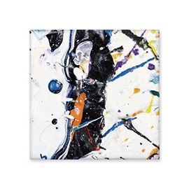 Dıythinker Beyaz Arka Plan Siyah Hava Fırçalama Sonrası Modern Soyut Sanat Boyama 10x10 cm Seramik Karo