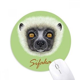 Dıythinker Beyaz Kabarık Sifaka Maymun Hayvan Baskılı Yuvarlak Kaymaz Kauçuk Mouse Pad
