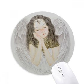 Dıythinker Beyaz Kanat Güzel Kız Çin Boyama Baskılı Yuvarlak Kaymaz Kauçuk Mouse Pad