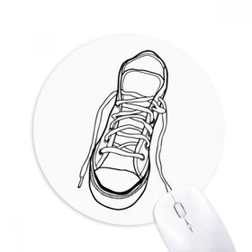 Dıythinker Beyaz Kanvas Ayakkabı Boyalı Baskılı Yuvarlak Kaymaz Kauçuk Mouse Pad