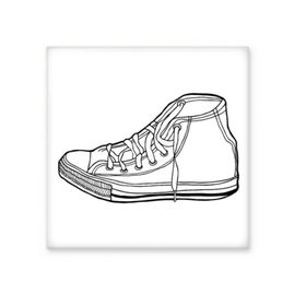 Dıythinker Beyaz Kanvas Ayakkabı El Boyaması Desen 10x10 cm Seramik Karo