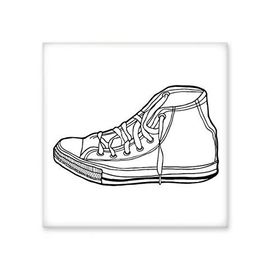 Dıythinker Beyaz Kanvas Ayakkabı El Boyaması Desen 10x10 cm Seramik Karo