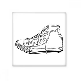 Dıythinker Beyaz Kanvas Ayakkabı El Boyaması Desen 10x10 cm Seramik Karo