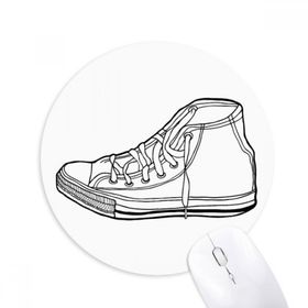 Dıythinker Beyaz Kanvas Ayakkabı El Boyaması Desen Baskılı Yuvarlak Kaymaz Kauçuk Mouse Pad