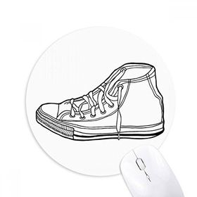 Dıythinker Beyaz Kanvas Ayakkabı El Boyaması Desen Baskılı Yuvarlak Kaymaz Kauçuk Mouse Pad