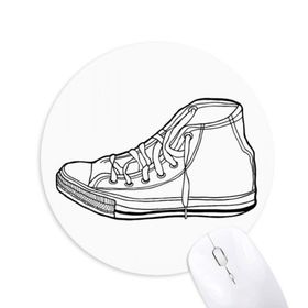 Dıythinker Beyaz Kanvas Ayakkabı El Boyaması Desen Baskılı Yuvarlak Kaymaz Kauçuk Mouse Pad