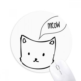 Dıythinker Beyaz Kedi Kafası Miyav Hayvan Baskılı Yuvarlak Kaymaz Kauçuk Mouse Pad