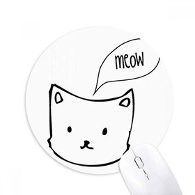 Dıythinker Beyaz Kedi Kafası Miyav Hayvan Baskılı Yuvarlak Kaymaz Kauçuk Mouse Pad