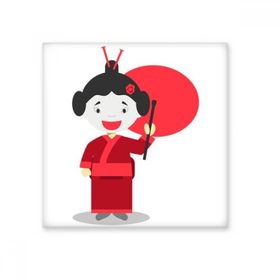 Dıythinker Beyaz Kırmızı Japon Karikatür 20x20 cm Seramik Karo