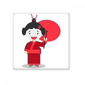 Dıythinker Beyaz Kırmızı Japon Karikatür 20x20 cm Seramik Karo