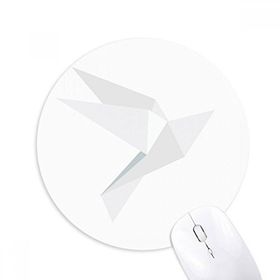 Dıythinker Beyaz Origami Soyut Güvercin Desenli Baskılı Yuvarlak Kaymaz Kauçuk Mouse Pad
