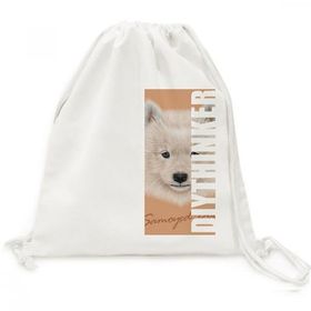 Dıythinker Beyaz Samoyed Köpek Evcil Hayvan Kanvas İpli Sırt Çantası