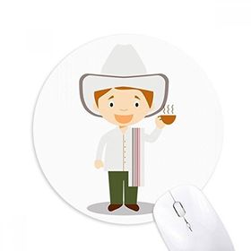 Dıythinker Beyaz Şapka Kolombiya Çizgi Film Baskılı Yuvarlak Kaymaz Kauçuk Mouse Pad