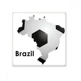 Dıythinker Beyaz Siyah Futbol Brezilya Haritası Şekli Brezilya Slogan Seramik Bisque Fayans Dekorasyon 10x10 cm Seramik Karo