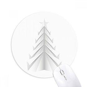 Dıythinker Beyaz Soyut Noel Ağacı Origami Baskılı Yuvarlak Kaymaz Kauçuk Mouse Pad