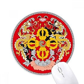 Dıythinker Bhutan Ulusal Amblem Ülke Baskılı Yuvarlak Kaymaz Kauçuk Mouse Pad