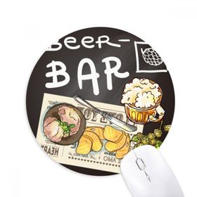 Dıythinker Biftek Bar Fransa Tost Bira Baskılı Yuvarlak Kaymaz Kauçuk Mouse Pad