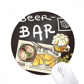 Dıythinker Biftek Bar Fransa Tost Bira Baskılı Yuvarlak Kaymaz Kauçuk Mouse Pad
