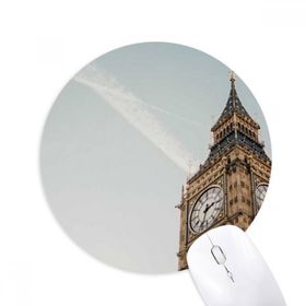 Dıythinker Big Ben Bulutlar Mavi Gökyüzü Baskılı Yuvarlak Kaymaz Kauçuk Mouse Pad