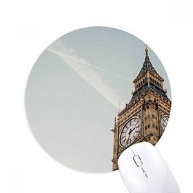 Dıythinker Big Ben Bulutlar Mavi Gökyüzü Baskılı Yuvarlak Kaymaz Kauçuk Mouse Pad