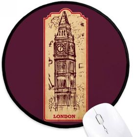 Dıythinker Big Ben İngiltere Landmark Bayrak Mark Desen Yuvarlak Kaymaz Mouse Pad