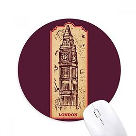 Dıythinker Big Ben İngiltere Simgesi Bayrak İşareti Desenli Baskılı Yuvarlak Kaymaz Kauçuk Mouse Pad