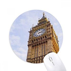 Dıythinker Big Ben Mavi Gökyüzü Beyaz Bulutlar Baskılı Yuvarlak Kaymaz Kauçuk Mouse Pad