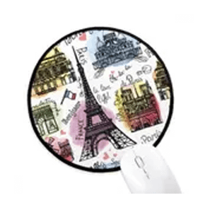Dıythinker Bina Fransa Eyfel Kulesi Suluboya Yuvarlak Kaymaz Mouse Pad