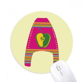 Dıythinker Bir Alfabe Elma Meyvesi Sevimli İllüstrasyon Desen Baskılı Yuvarlak Kaymaz Kauçuk Mouse Pad