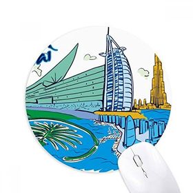 Dıythinker Birleşik Arap Emirlikleri Dubai Suluboya Baskılı Yuvarlak Kaymaz Kauçuk Mouse Pad