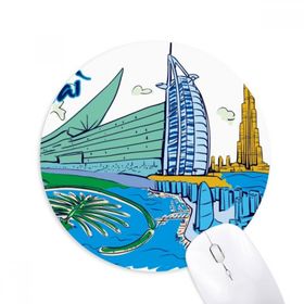 Dıythinker Birleşik Arap Emirlikleri Dubai Suluboya Baskılı Yuvarlak Kaymaz Kauçuk Mouse Pad