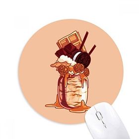 Dıythinker Biscuits Çikolata Şişesi Dondurma Baskılı Yuvarlak Kaymaz Kauçuk Mouse Pad