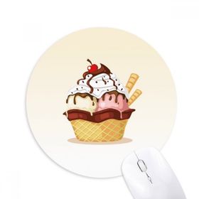 Dıythinker Biscuits Kiraz Çikolata Dondurma Baskılı Yuvarlak Kaymaz Kauçuk Mouse Pad