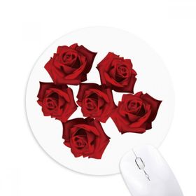 Dıythinker Bitki Çiçekleri Kırmızı Gül Çiçek Bitki Baskılı Yuvarlak Kaymaz Kauçuk Mouse Pad